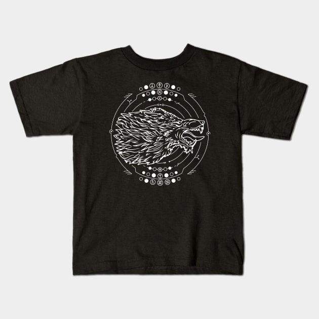 Fenrir | Norse Pagan Symbol Kids T-Shirt by CelestialStudio